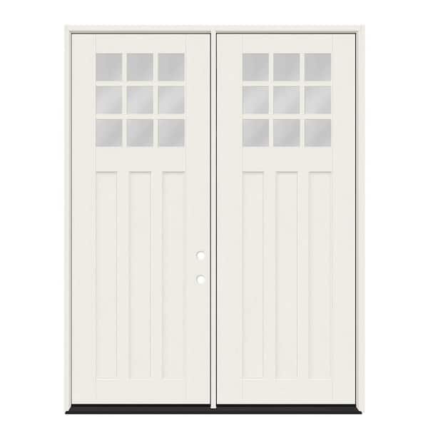 Regency 72 in. x 96 in. 1/4 9L-SDL Clear Glass LHIS Primed Fiberglass Double Prehung Front Door with 4-9/16 Jamb