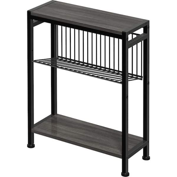 Grey 17 in. x 22.2 in. Metal Freestanding Magazine Rack