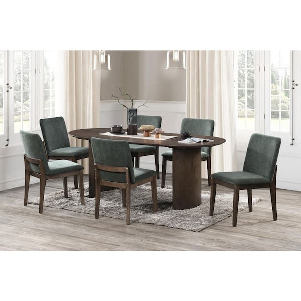 New Classic Furniture Kody 7-Piece Oval Forest Green Wood Top Dining Table Set