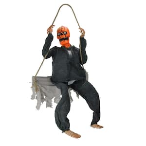 30 in. Hanging Play Swing Pumpkin Man Halloween Decoration