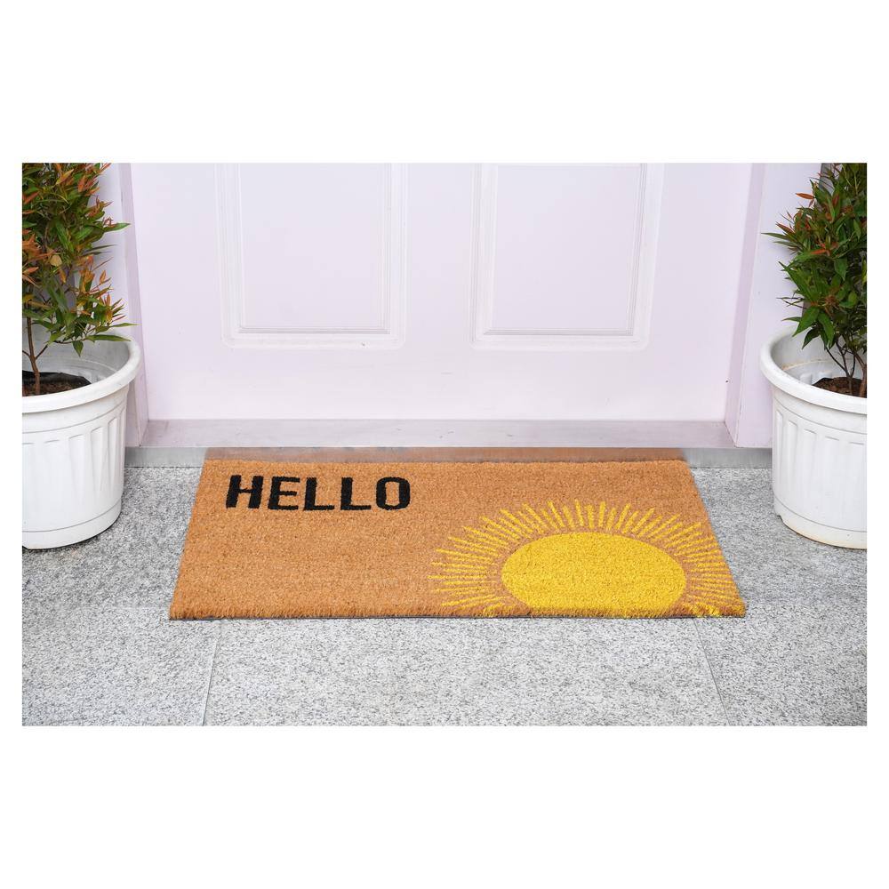 Sunburst Coir and Vinyl Rectangular Outdoor Doormat 17" x 29"