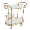 THE URBAN PORT Gold and White 3-Tier Rolling Cart with Tubular Metal Frame and Marble Shelves UPT-250429