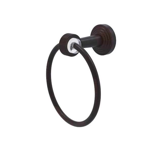 Allied Brass Pacific Beach Wall Mounted Towel Ring with Groovy Accents in Venetian Bronze