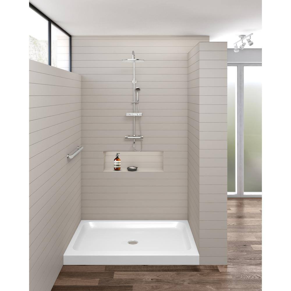 48'' x 36'' White Rectangular Shower Base with Single Threshold