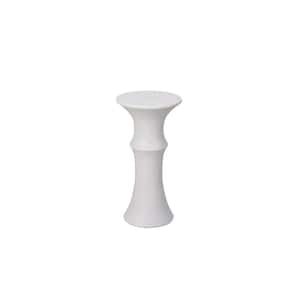 Spotted White 11 in. x 21.7 in. H Magnesium Oxide Outdoor Side Table Decorative Garden Stool, Small Bamboo End Table