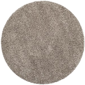Milan Shag 10 ft. x 10 ft. Gray Round Solid Area Rug