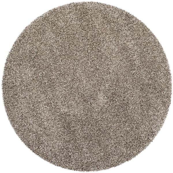 Milan Shag Gray 4 ft. x 4 ft. Solid Flokati Round Area Rug