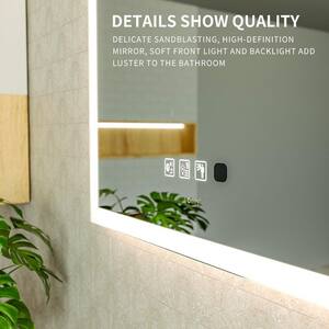 40 in. W x 32 in. H Large Rectangular Frameless Anti-Fog Sensor Wall Mount Bathroom Vanity Mirror in Silver