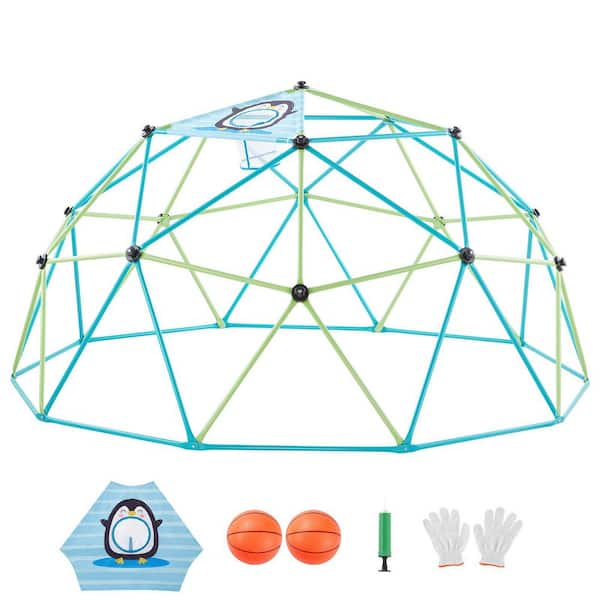 10ft. Dome Climber for Kids, 1000 lbs. Load, Jungle Gym with Octopus Net & 2 Basketballs, Easy Assembly Multi-Colored