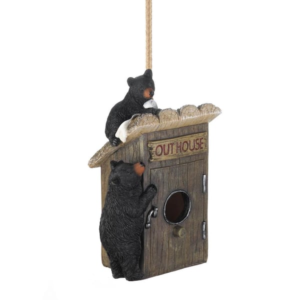 Zingz & Thingz 5 in. x 4 in. x 8.5 in. Black Bear Outhouse Birdhouse