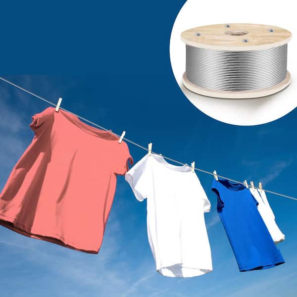 500 ft. x 3/16 in. Cable Railing Kit 4700 lbs. Load T316 Stainless Steel Wire Rope Winch with 1x19 Strand for Deck Stair