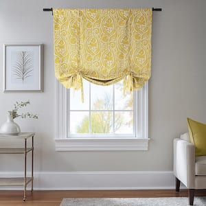 Abstract Misted Yellow 46 in. W x 63 in. L Rod Pocket Room Darkening Tie-Up Window Shade (Single Panel)