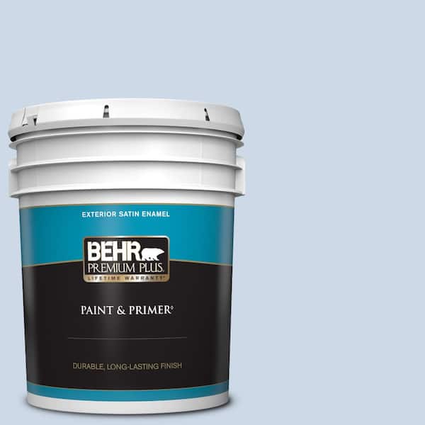 BEHR PREMIUM PLUS 5 gal. #610C-2 Calm Water Satin Enamel Exterior Paint & Primer