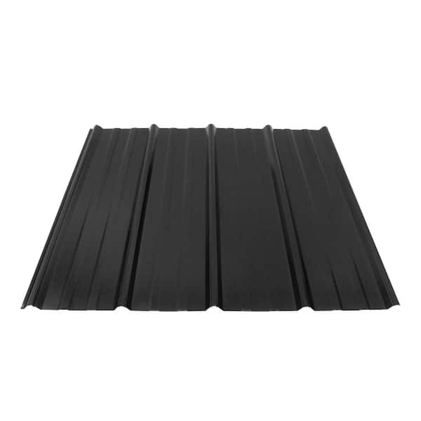 Fabral 8 ft. Shelterguard Exposed Fastener Galvanized Steel Roof Panel in True Black