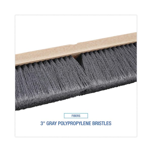 Polypropylene Push Broom Head, Gray Bristles, 36 Polypropylene Push Broom Head, Gray Bristles, 36