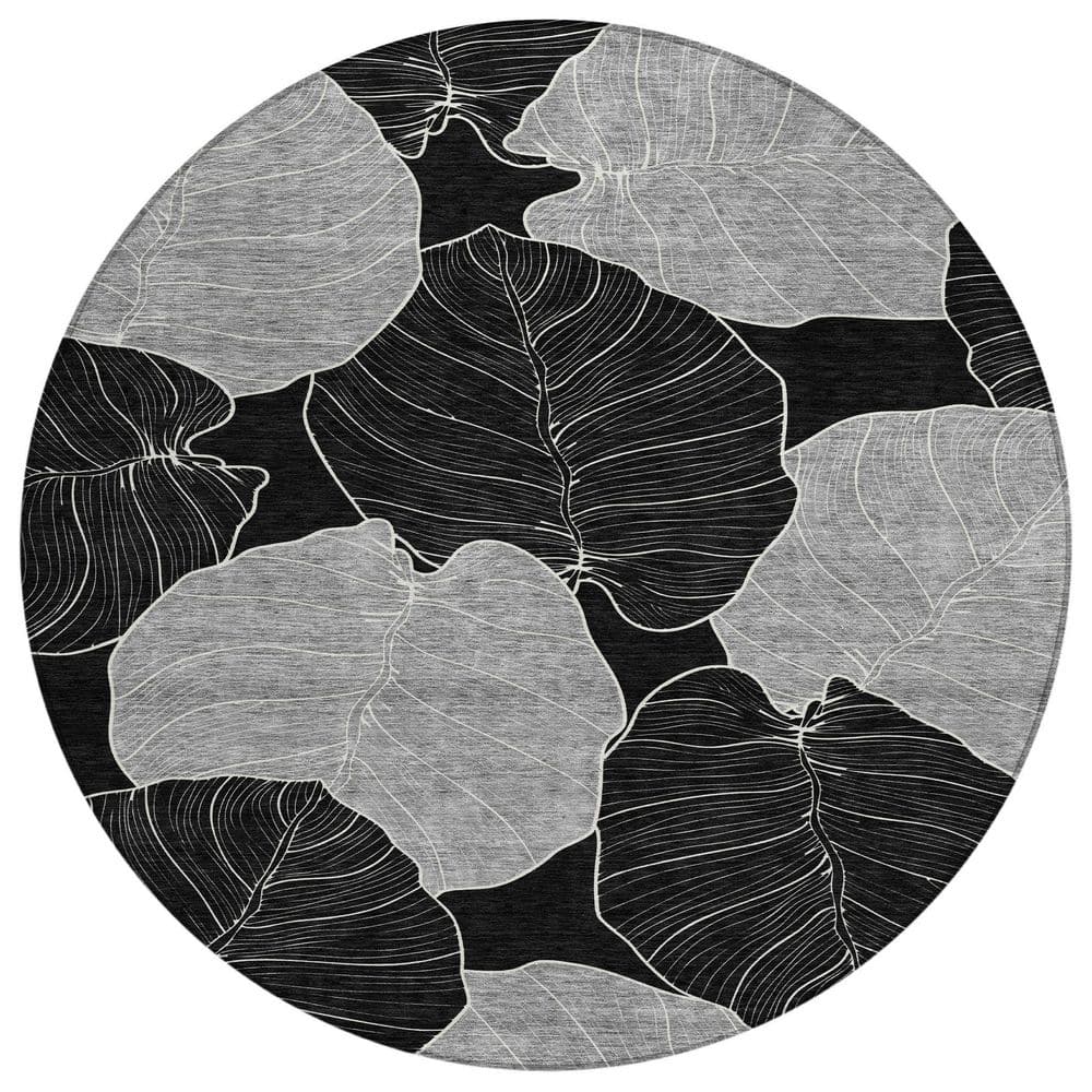 Chantille Machine Washable Indoor/Outdoor Abstract ACN2506 Black 8 ft. x 8 ft. Round Rug price history on PriceWatchPro