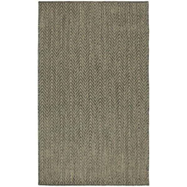 Nourison Horizon Indoor/Outdoor Green 3 ft. x 5 ft. Geometric Contemporary Area Rug