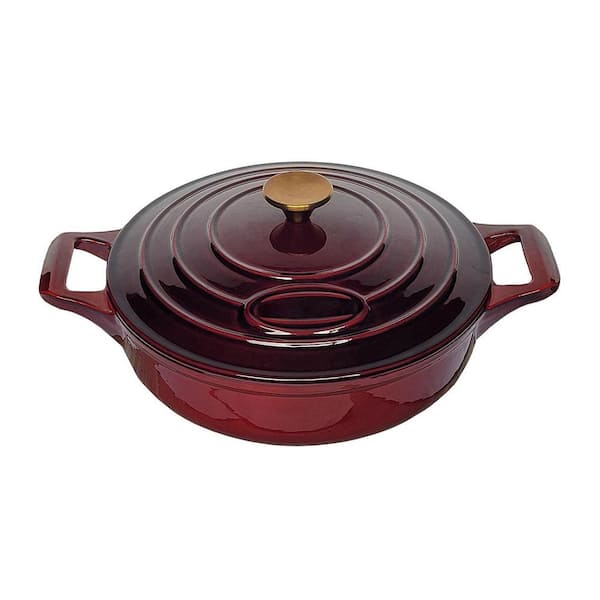 Enameled Cast Iron 3.75 qt. Nonstick Saute Pan with Lid, Matte Black Interior, Porcelain Enamel Exterior