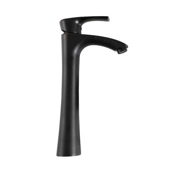 LORDEAR Single Handle Single Hole Bathroom Faucet Tall Vessel Sink Faucet with Supply Line in Oil Rubbed Bronze