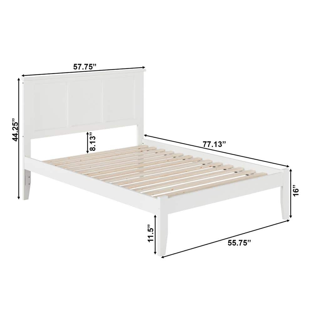 Madison Full/Double White Solid Hardwood Bed with Storage Drawers