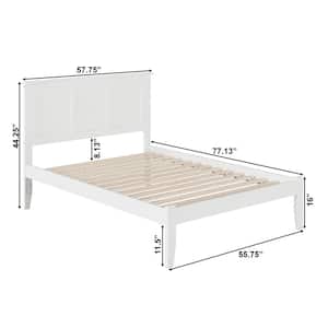 Madison Full Platform Bed with Open Foot Board in White