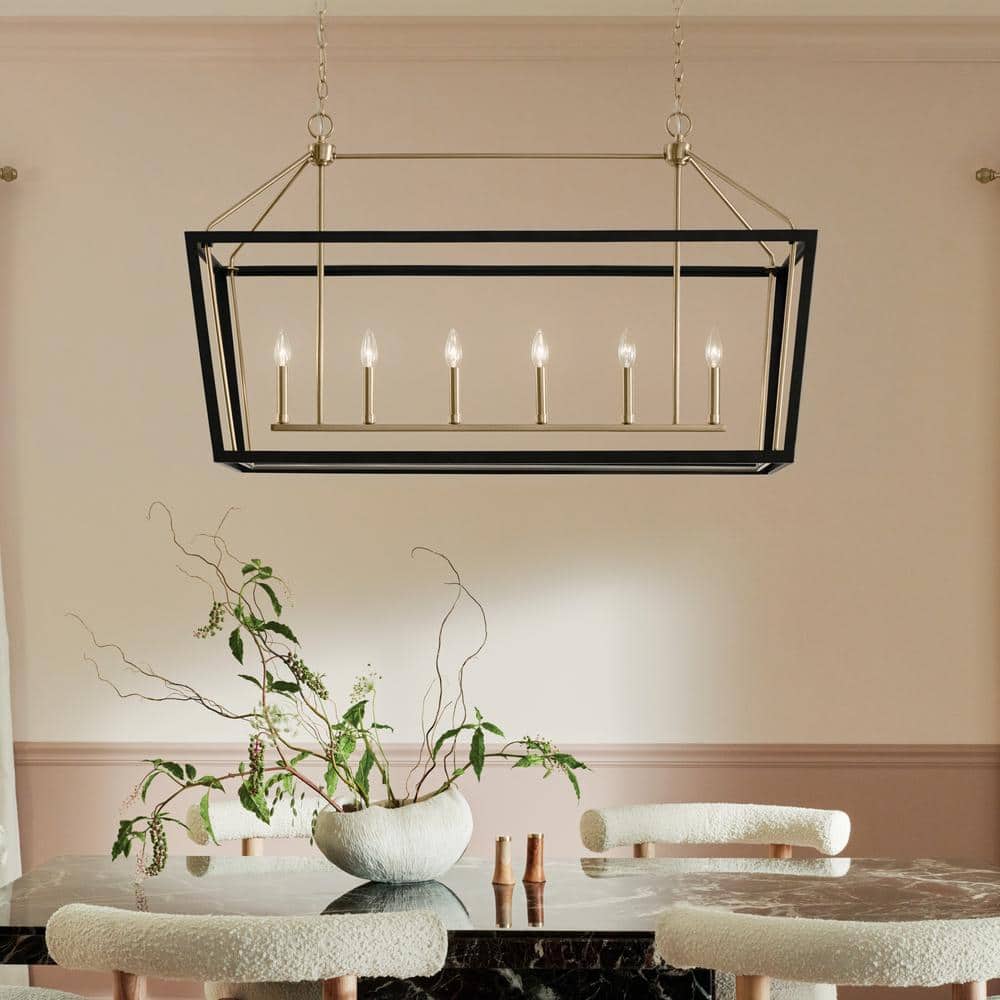 Delvin 44 Inch Champagne Bronze and Black Linear Chandelier