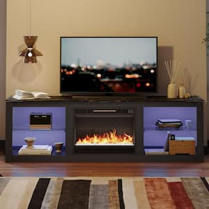 70.8 in. Black TV Stand with Fireplace Fits TVs up to 75 in. LED Entertainment Center