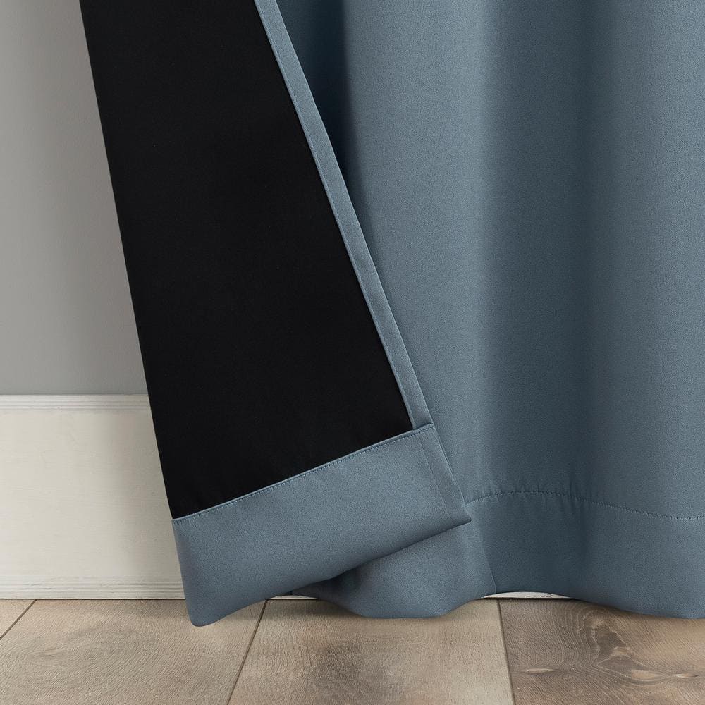 Denim Blue 84" Blackout Polyester Curtain Panel Pair