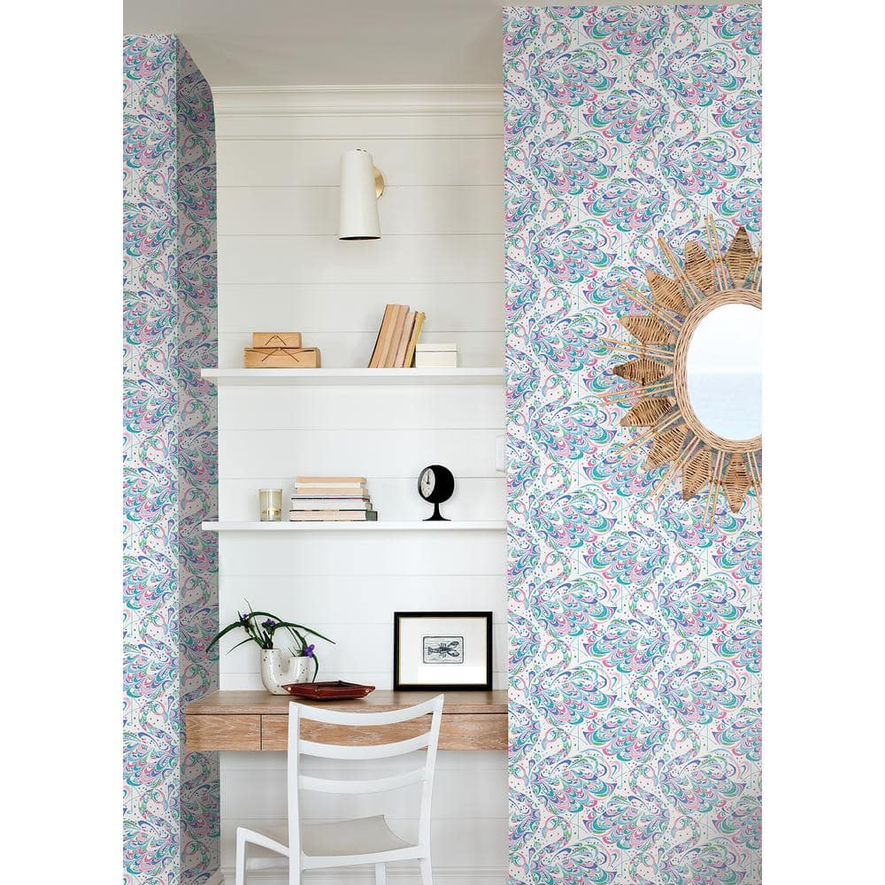 Matte Pink and Aqua Flamingo Peel and Stick Vinyl Wallpaper
