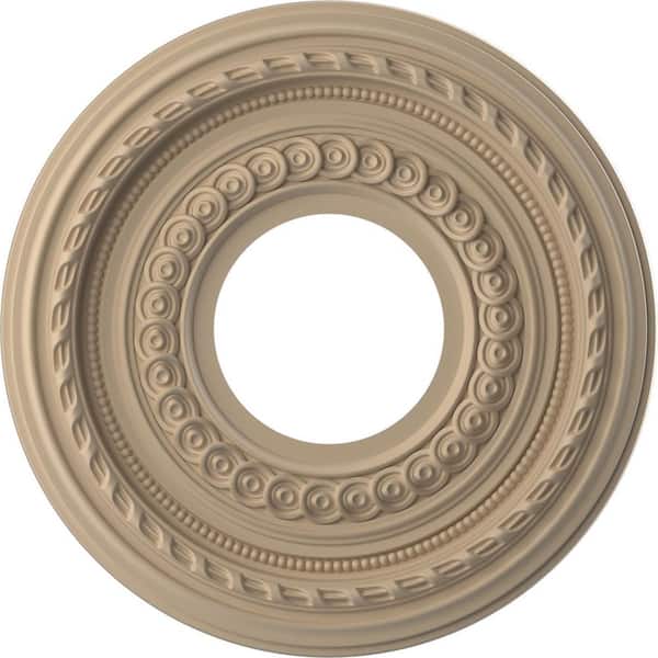 Ekena Millwork 10 in. O.D. x 3-1/2 in. I.D. x 3/4 in. P Cole Thermoformed PVC Ceiling Medallion in UltraCover Satin Smokey Beige