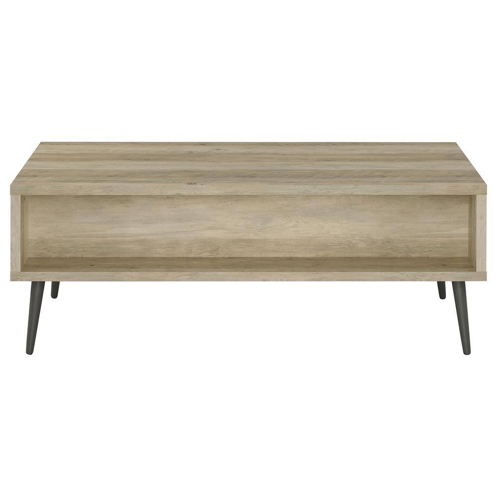 Mid-Century Modern Pine and Gray Wood Coffee Table with Storage