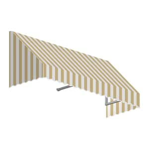 3.38 ft. San Francisco Slope Style Door/Window Fixed Awning (18 in. H x 36 in. D) in Linen and White Stripes