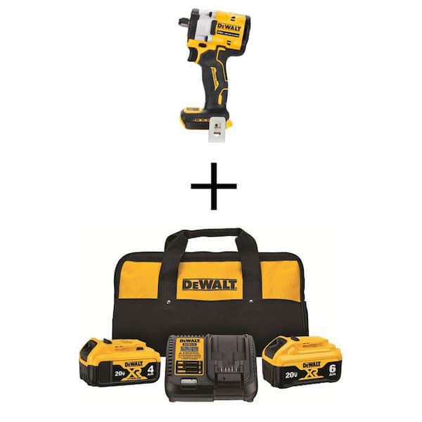 DEWALT ATOMIC 20V MAX Cordless Brushless 1/2 in. Impact Wrench with 20V MAX XR Premium Lithium-Ion 6.0Ah and 4.0Ah Batteries