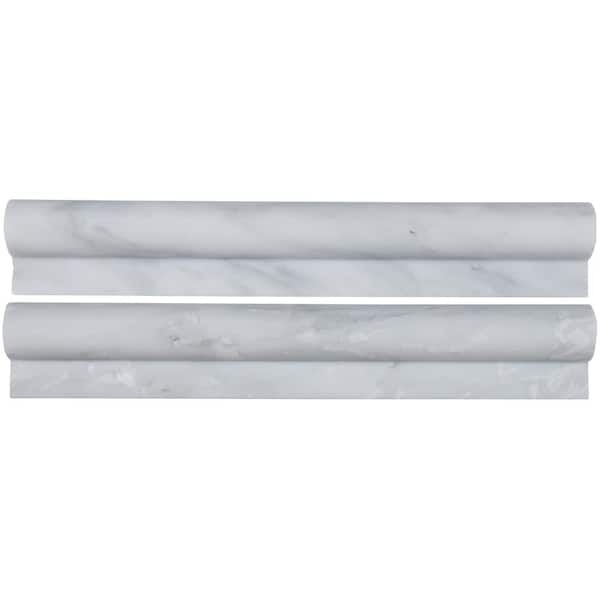 MSI Greecian White Rail Molding 2 in. x 12 in. Polished Marble Wall Tile (10 Ln. ft./Case)