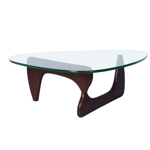 Donason 50 in. Brown Small Triangle Glass Coffee Table