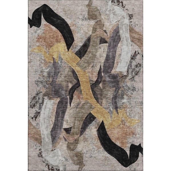 Mayfield Premium Machine Washable Abstract AMF2191 Taupe 10 ft. x 14 ft. Area Rug