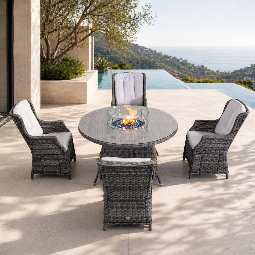 moda furnishings 5-Piece Outdoor Patio Conversation Set with Gray ...