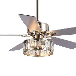 Antero 52 in. Indoor Crystal Satin Nickel Ceiling Fan with Remote Control and Light Kit Included