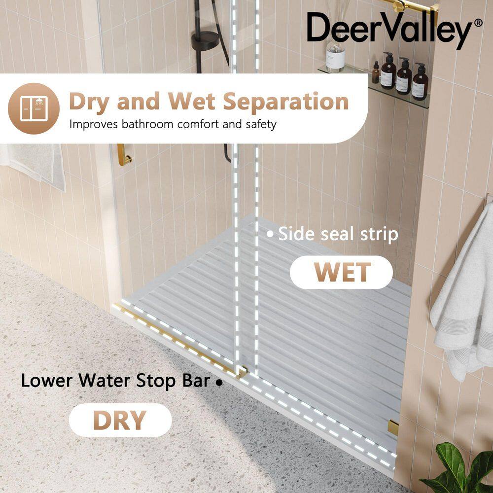 Concord 60" Gold Frameless Sliding Shower Door with Tempered Glass