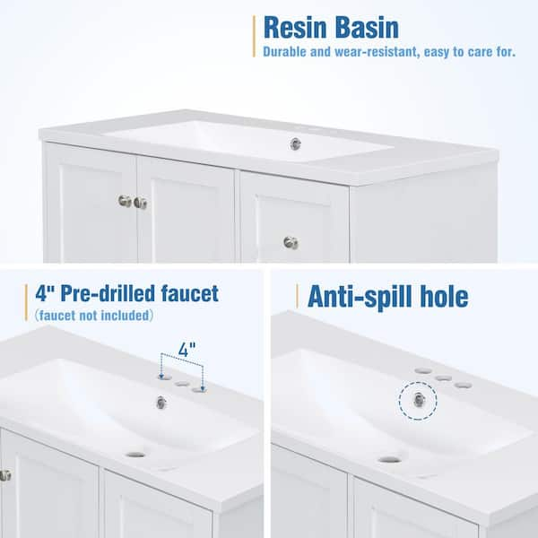 Magic Home 30 in. x 18 in. Bathroom Vanity Organizer Combo Storage Cabinet Set with Undermount Sink, White