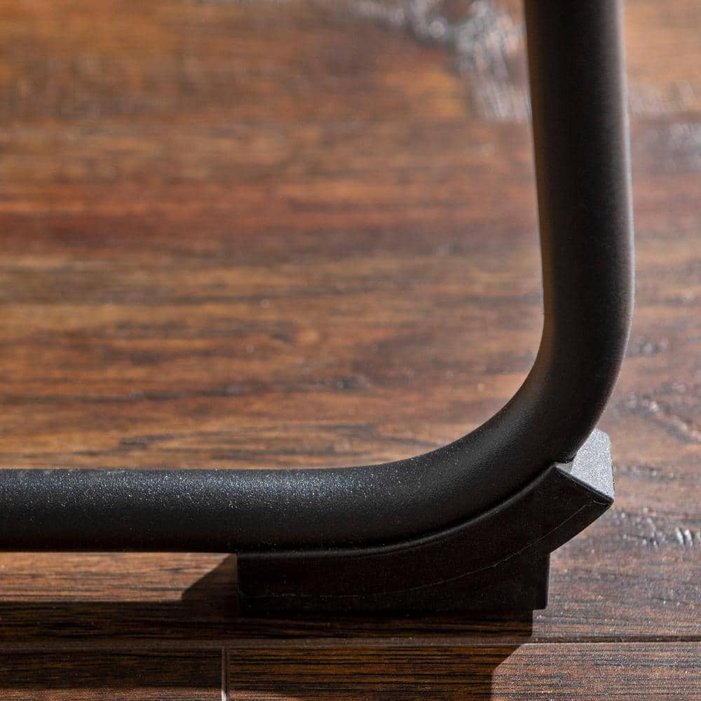 Modern Sleek Black Faux Leather Barstools with Powder-Coated Steel Legs