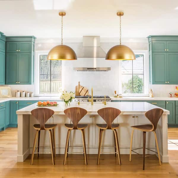 Sidra 1-Light 19.6 in. Industrial Retro Handmade Brushed Gold Dome Pendant Light