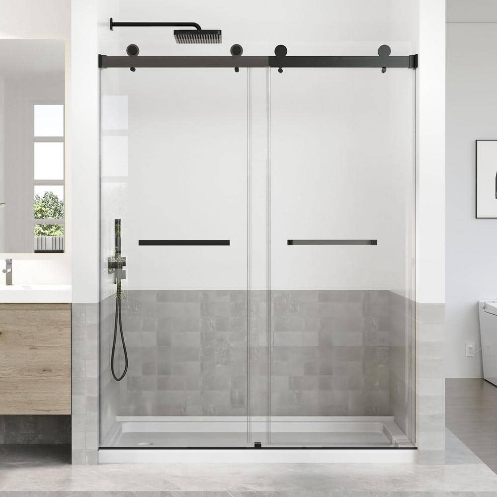 Opvande 56-60 in. W x 76 in. H Double Sliding Frameless Shower