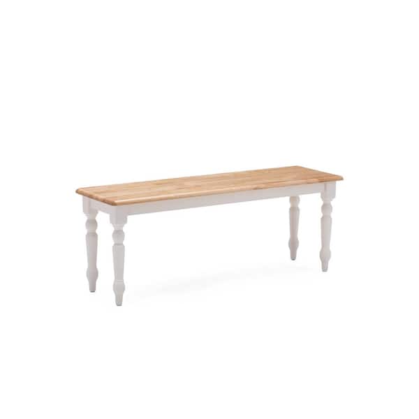 Boraam Windsor Cream/Natural Backless Dining Bench 47in. Wide-Seats 2