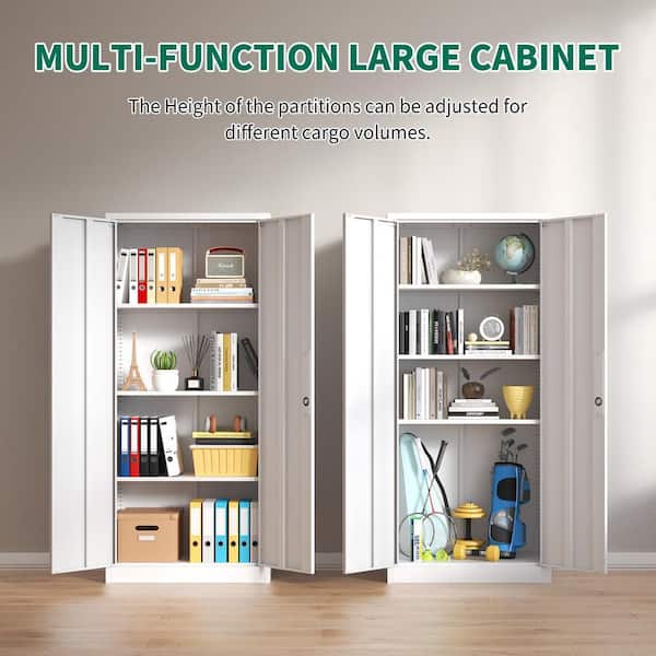 CSC DECOR INC White 71in.H Metal Garage Storage Cabinet Tool Steel
