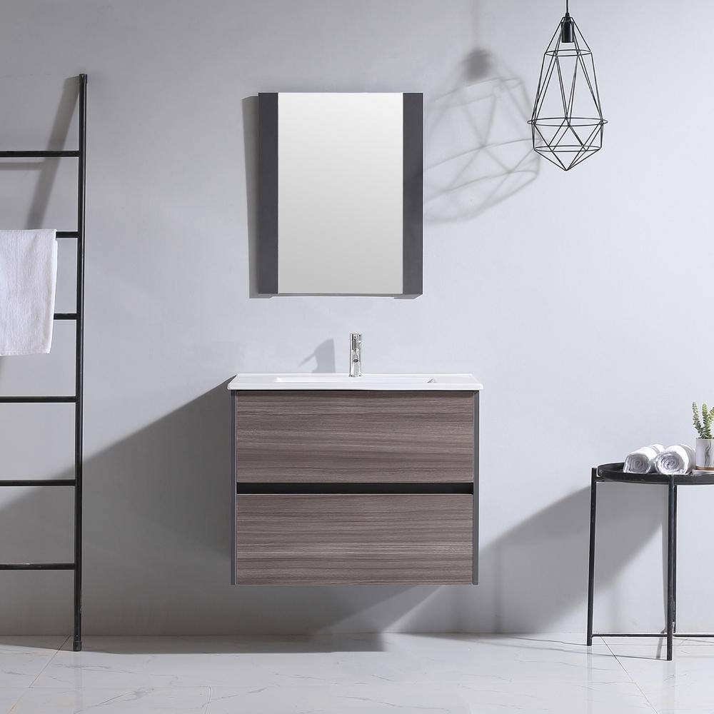 24 in. Single Ceramic Undermount White Sink Floating Bath Vanity in Wood with Mirror price history on PriceWatchPro