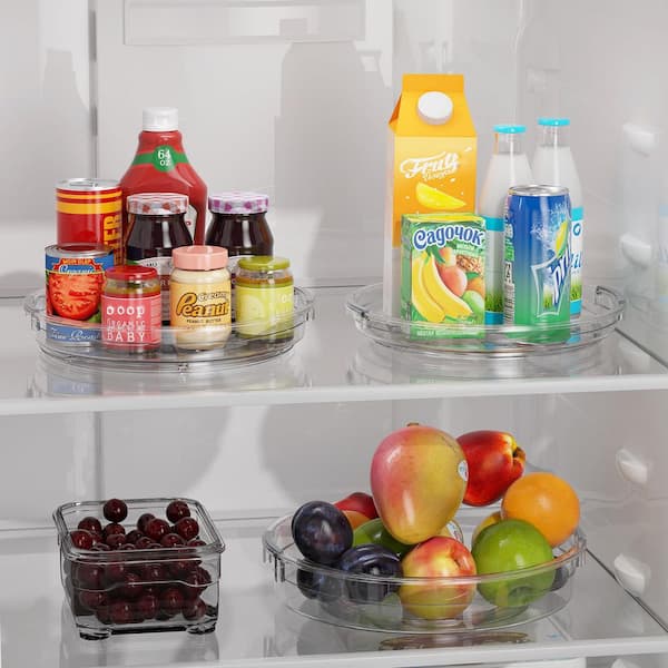 Lazy Susan 3-Shelf Clear 360° Rotating Turntable Organizer for Kitchen Cabinet Pantry Fridge Spice Storage