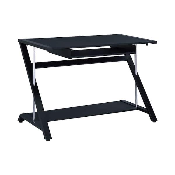 Coaster Mallet 42 in. Rectangular Black Computer Desk with Keyboard Tray and Storage Shelf