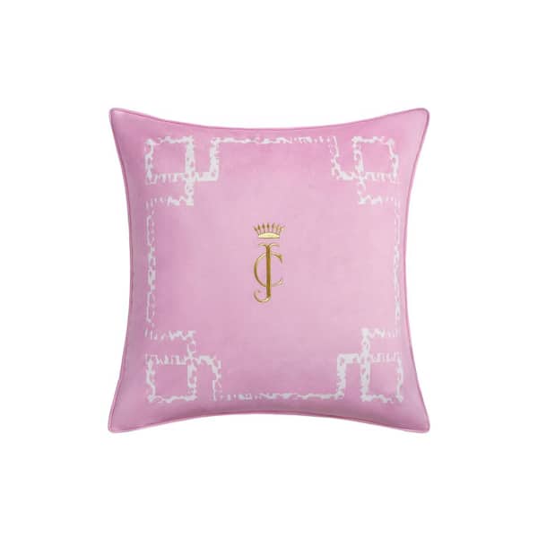 JUICY COUTURE Lattice Lilac Sachet Animal Print Embroidered Polyester 20 in. x 20 in. Throw Pillow