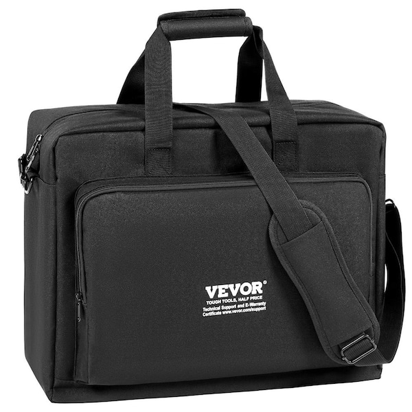 VEVOR Black Padded DJ Mixer Gig Bag 1200D Fabric DJ Gear Briefcase with a Storage Pocket Removable Shoulder Strap Small